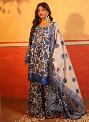 Blue flower print garara set 2