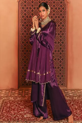Purple embroidered co-ord set