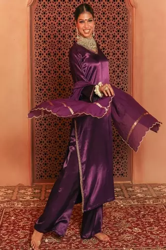 Purple embroidered co-ord set