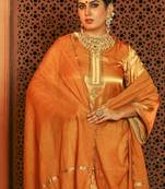 Gorgeous mustered yellow gajji silk embroidered sharara set