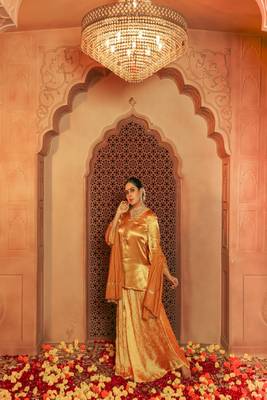 Gorgeous mustered yellow gajji silk embroidered sharara set 4