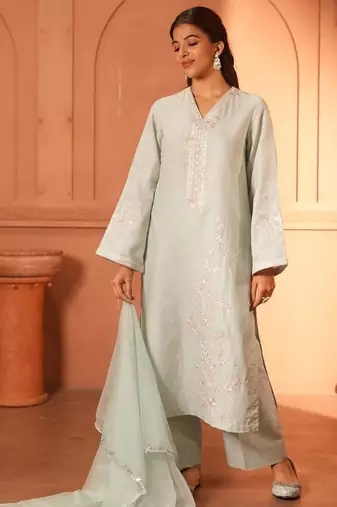 Sky blue embroidered co-ord set this beautiful 2-piece set