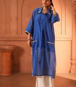 Blue chanderi kurta