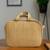 Beige woven design jute laptop bag
