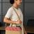 Beige woven design jute laptop bag