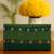 Green faux leather rectabgular clutch