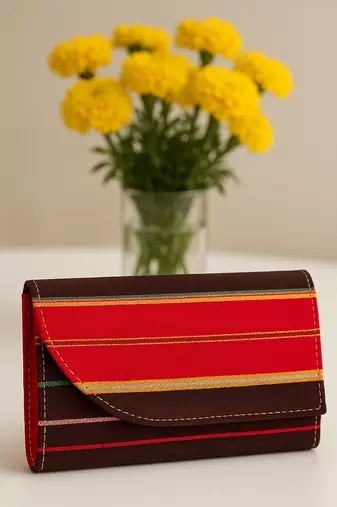 Striped design rectangular clutch