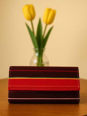 Striped design faux leather rectangular clutch 1
