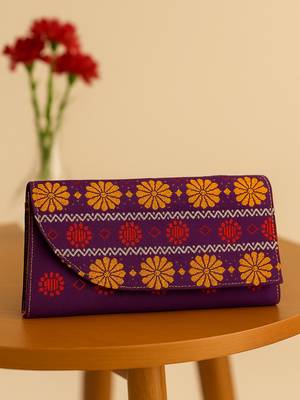 Purple faux leather rectangular clutch 1
