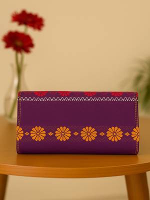 Purple faux leather rectangular clutch 2