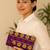 Purple faux leather rectangular clutch