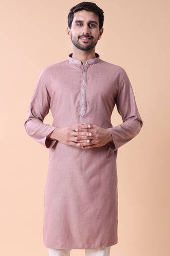 Mandarin collar straight cotton kurta