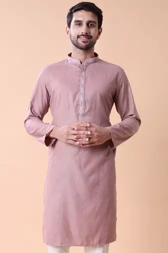 Mandarin collar straight cotton kurta