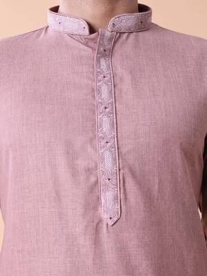Mandarin collar straight cotton kurta 2