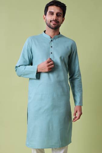 Mandarin collar straight cotton kurta