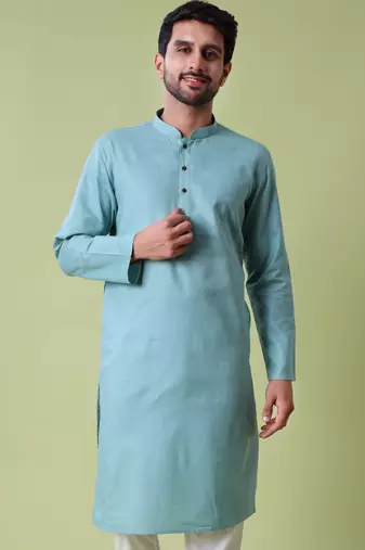 Mandarin collar straight cotton kurta