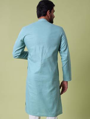 Mandarin collar straight cotton kurta 3