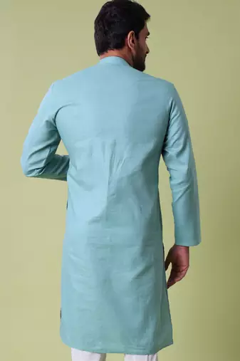 Mandarin collar straight cotton kurta