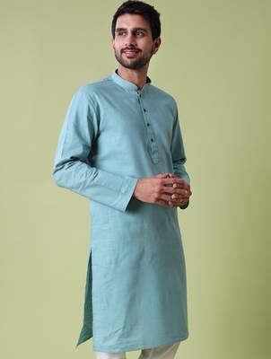 Mandarin collar straight cotton kurta 4