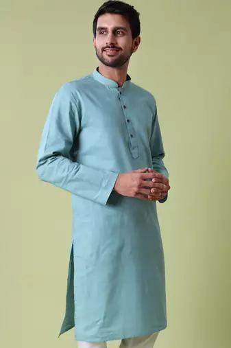 Mandarin collar straight cotton kurta