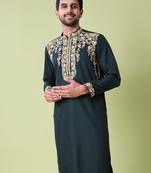 Mandarin collar floral embroidered thread work kurta