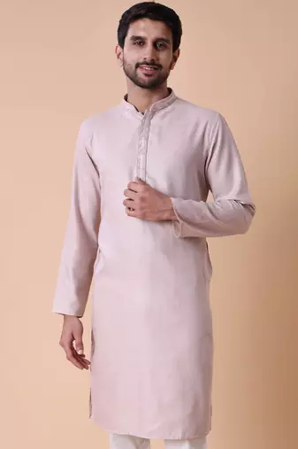 Mandarin collar straight cotton kurta