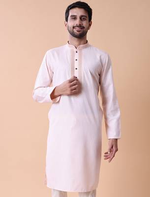 Mandarin collar embroidered thread work kurta 1