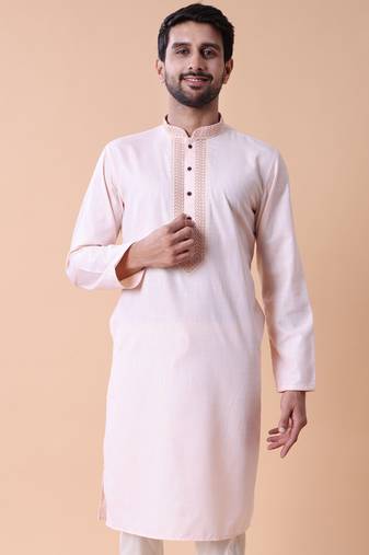 Mandarin collar embroidered thread work kurta