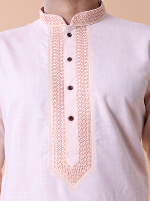 Mandarin collar embroidered thread work kurta 2