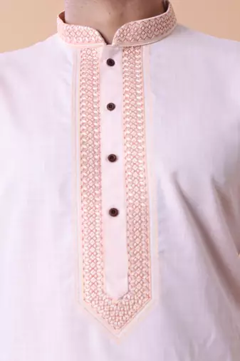 Mandarin collar embroidered thread work kurta