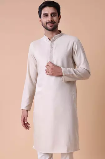 Mandarin collar straight cotton kurta