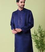 Mandarin collar sequin embroidered thread work kurta