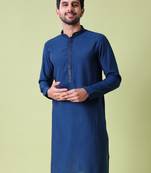 Mandarin collar straight cotton silk kurta