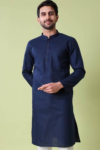 Mandarin collar straight cotton kurta