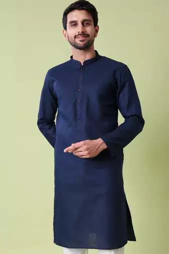 Mandarin collar straight cotton kurta