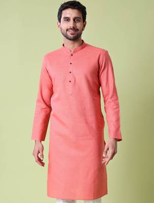 Mandarin collar straight cotton kurta 1