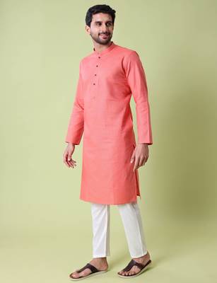 Mandarin collar straight cotton kurta 4