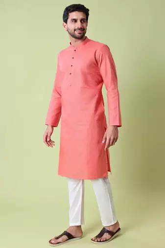 Mandarin collar straight cotton kurta