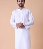 Men white solid kurta