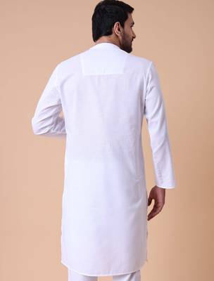 Men white solid kurta 3