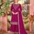 Magenta  silk wedding semi stitched palazzo set