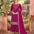 Magenta  silk wedding semi stitched palazzo set