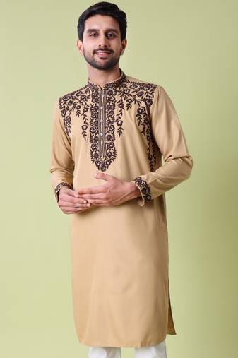 Mandarin collar floral embroidered thread work kurta