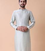 Mandarin collar floral embroidered thread work kurta
