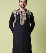 Mandarin collar floral embroidered thread work kurta