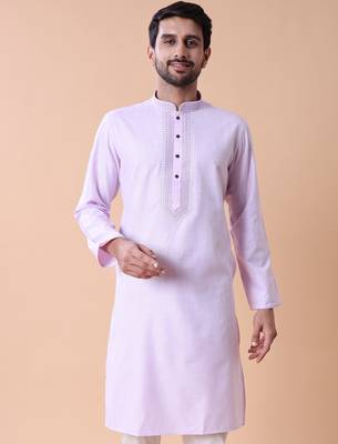 Mandarin collar embroidered thread work kurta 1