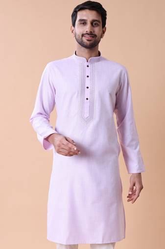 Mandarin collar embroidered thread work kurta