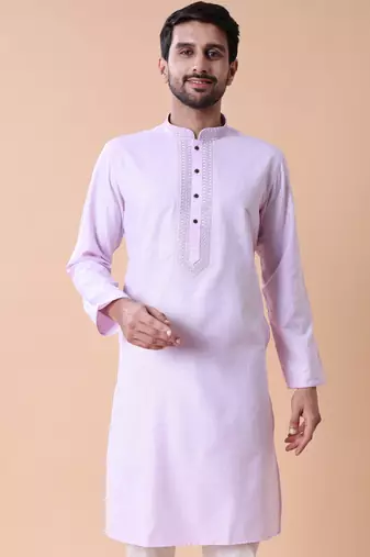 Mandarin collar embroidered thread work kurta