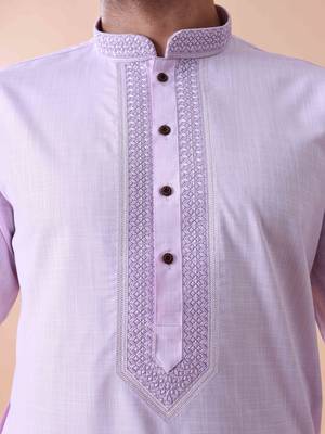 Mandarin collar embroidered thread work kurta 2