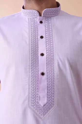 Mandarin collar embroidered thread work kurta